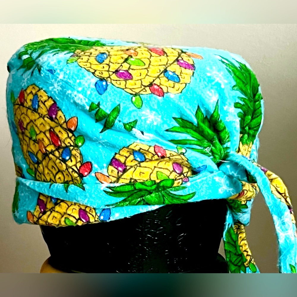 Pineapple Christmas Adjustable Scrub Cap